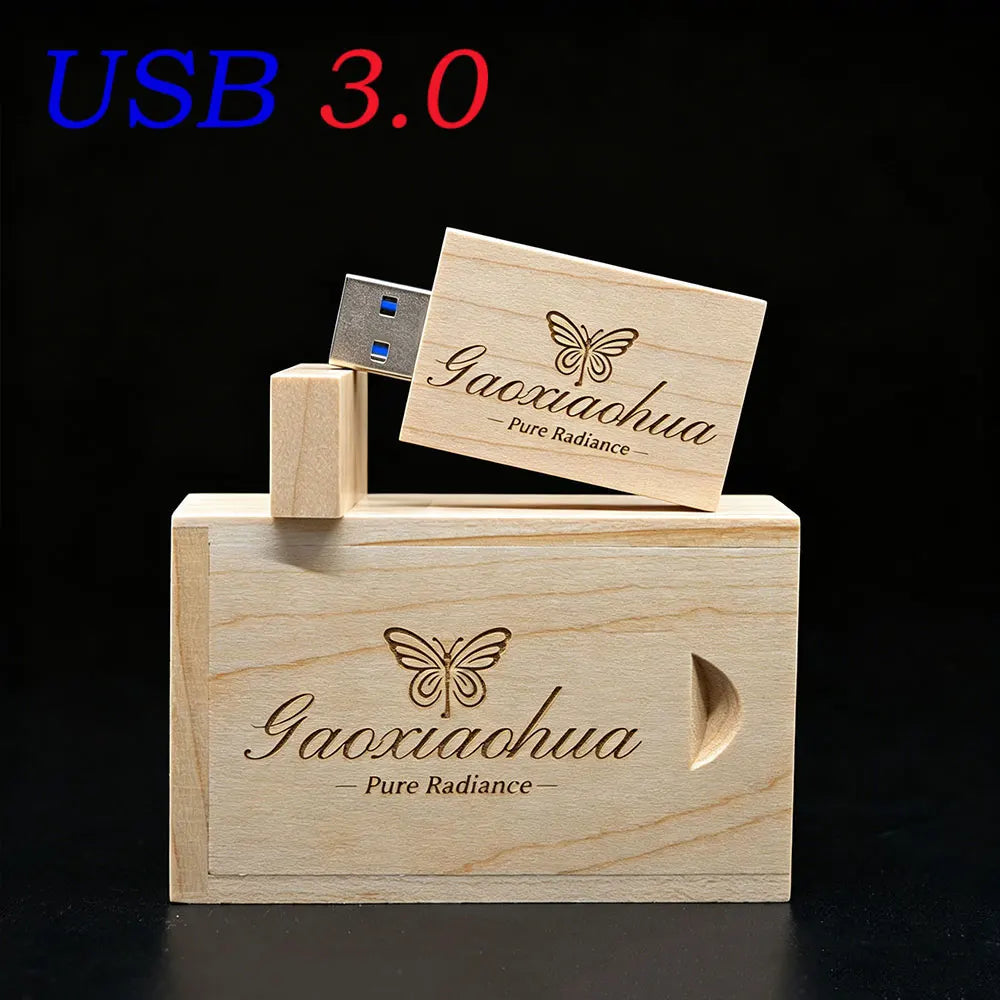 30-Pack Custom Logo Bamboo USB 3.0 Flash Drives 4GB–128GB USB Flash Drive PRIMED