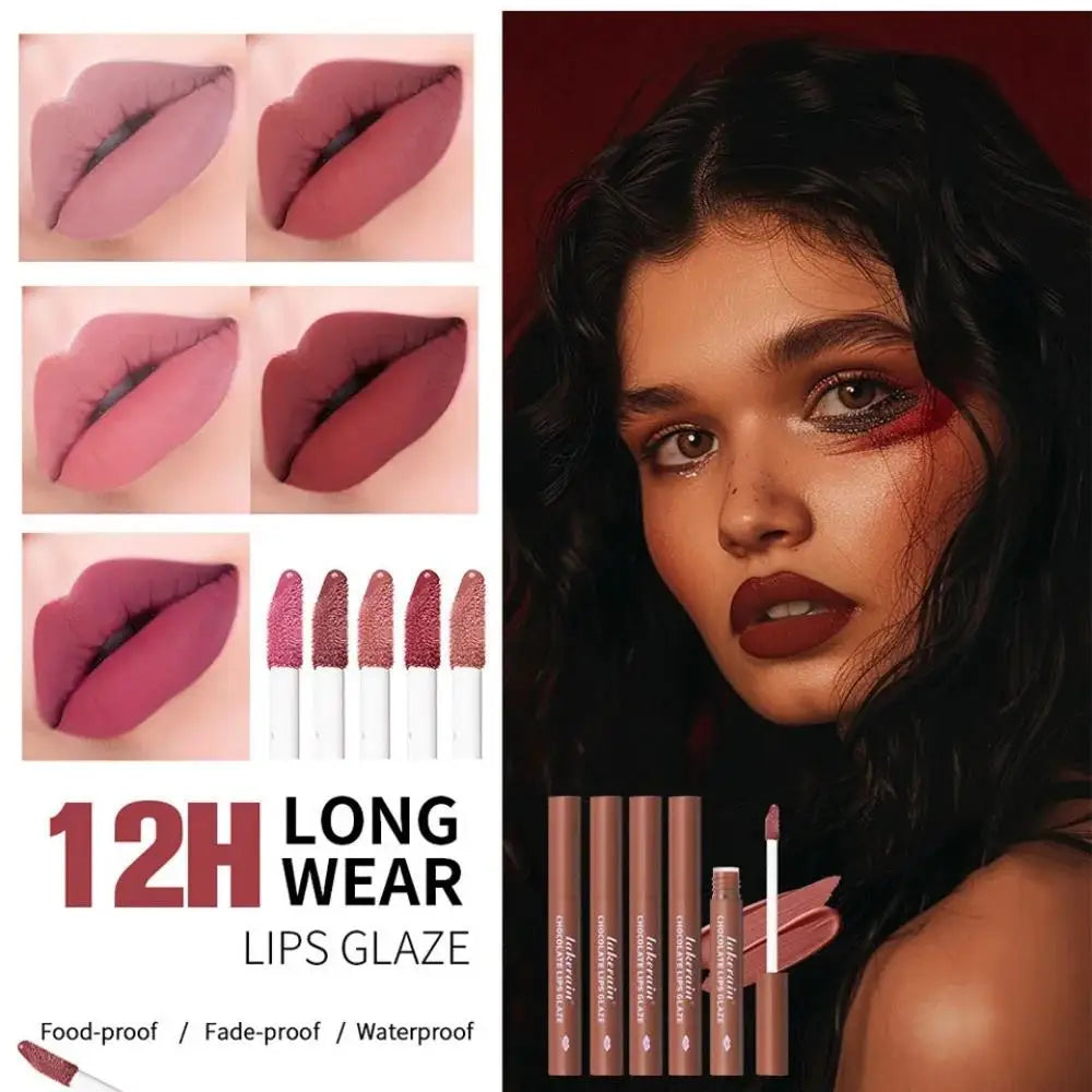 Lakerain Velvet Matte Lip Glaze Set – 5 Shades, Waterproof Matte Lip Glaze Set PRIMED