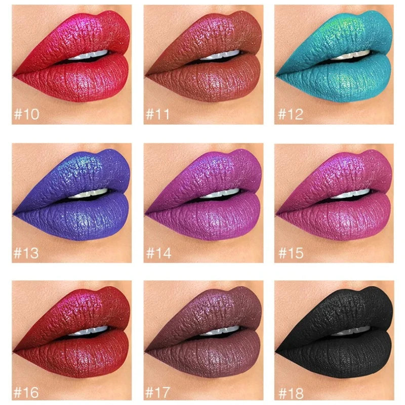 Pudaier 18-Color Matte Glitter Liquid Lipstick Set – Waterproof