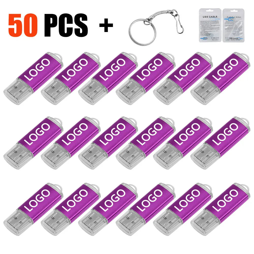 50-Pack Custom Logo USB Flash Drives 2.0 + Key Chain – 9 Colors Custom Logo USB Drive PRIMED 4GB purple A