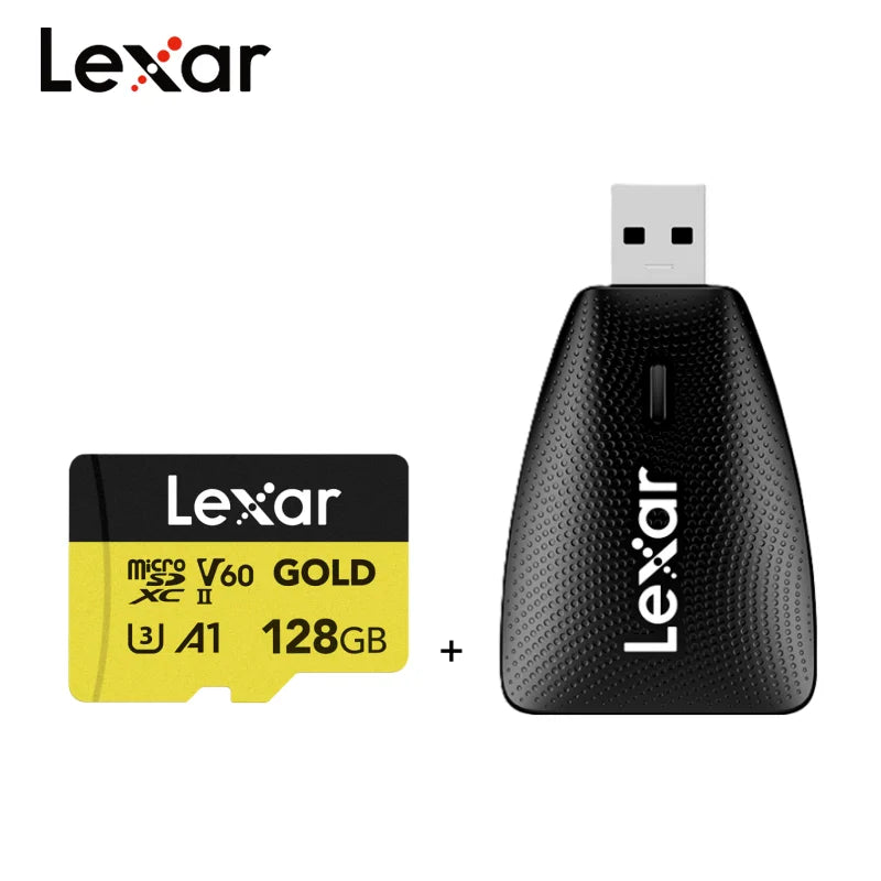 Lexar V60 microSDXC UHS-II Card 128GB/256GB – Up to 280MB/s microSD Memory Card PRIMED 128GB and Reader