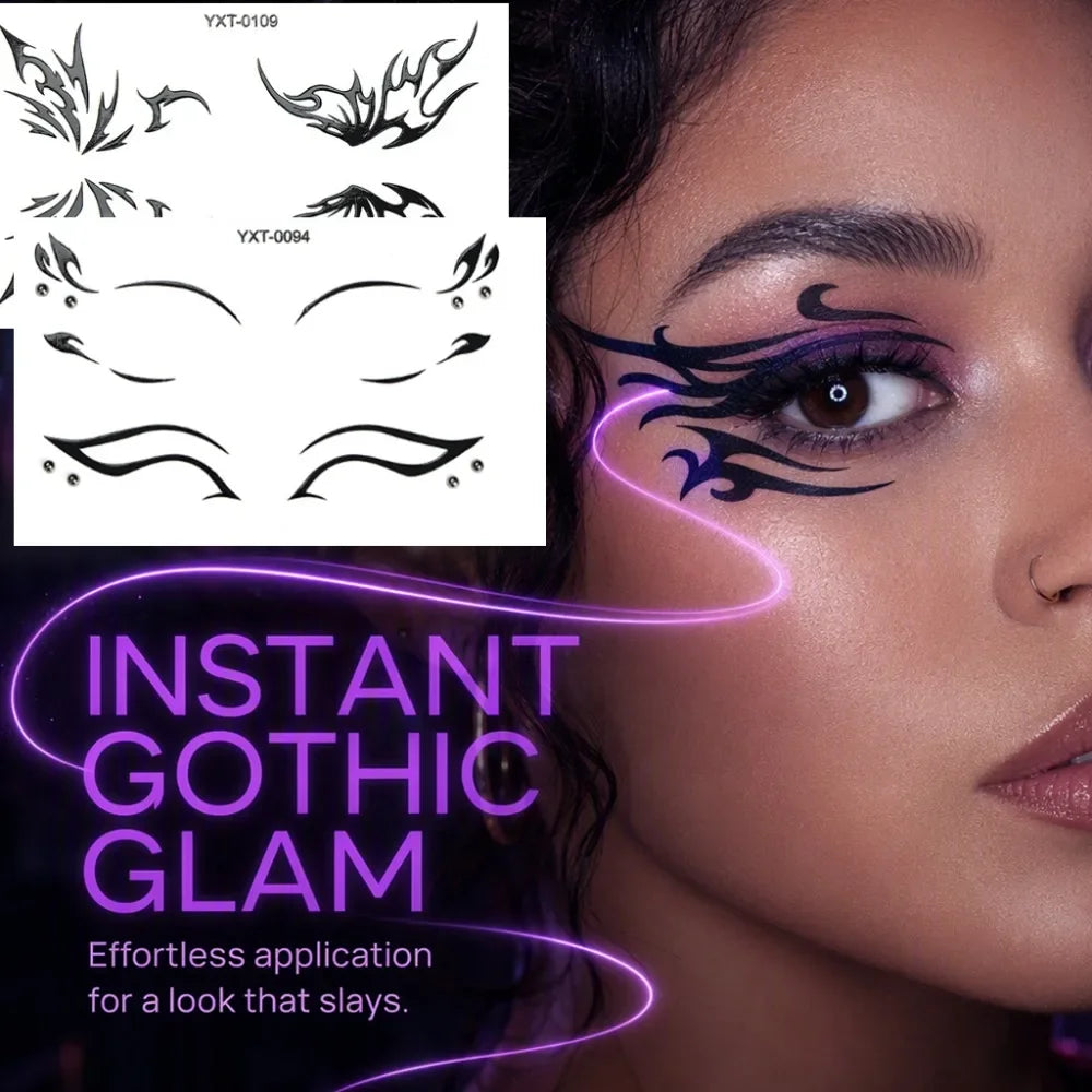 Gothic Metallic Eye Corner Temporary Tattoo Stickers | Cosplay Face Tattoo Stickers PRIMED