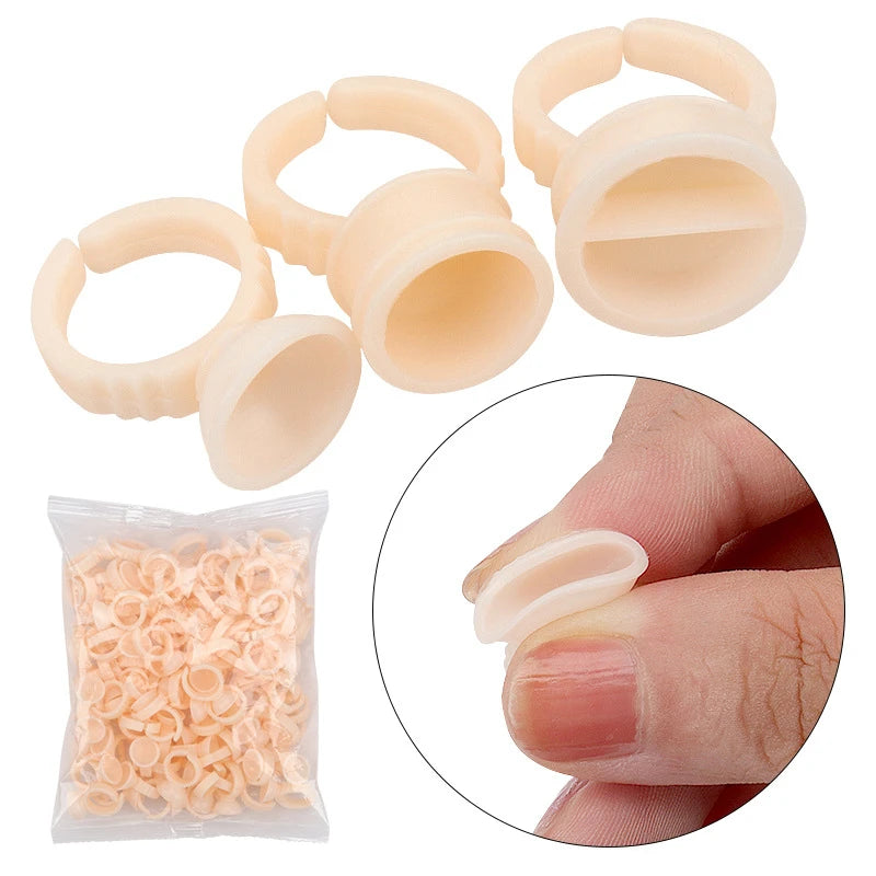 100Pcs Disposable Lash Glue Rings | Eyelash Extension Supplies Lash Extension Accessory PRIMED