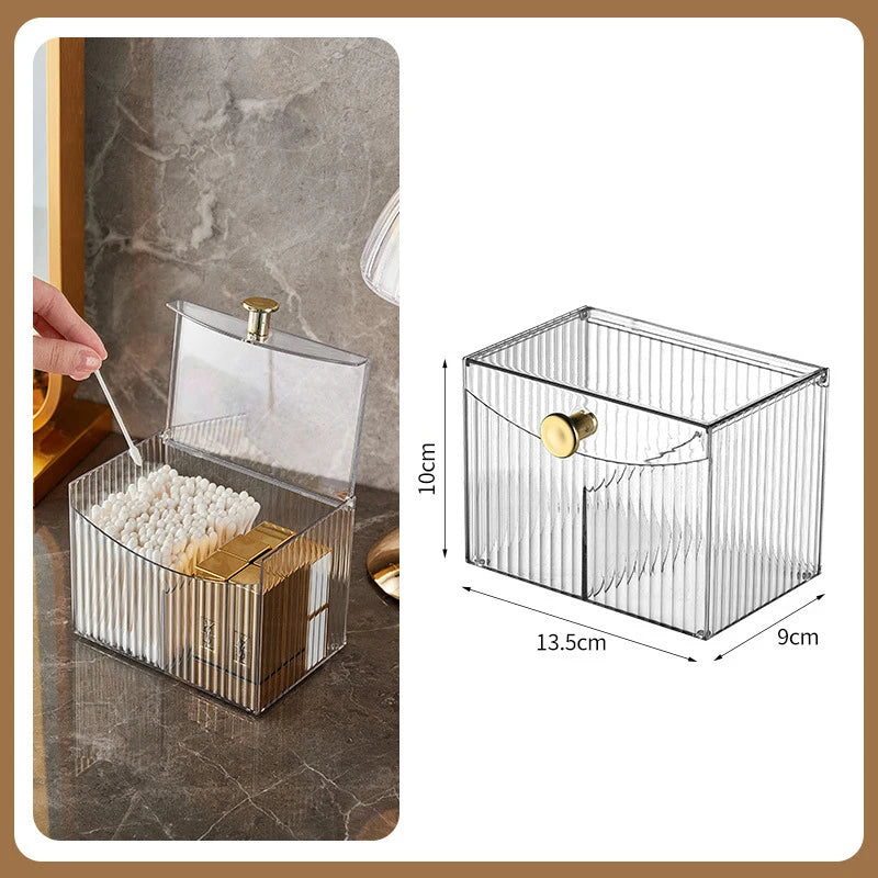 Transparent Dust-Proof Cotton Swab & Makeup Organizer Box