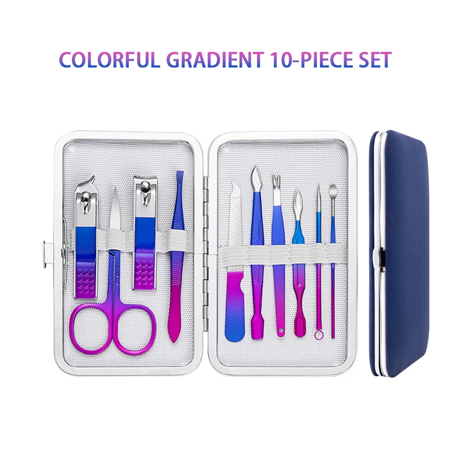 Stainless Steel Manicure Set – 7–15 Piece Nail & Brow Kit Manicure Nail Set PRIMED 10 pcs