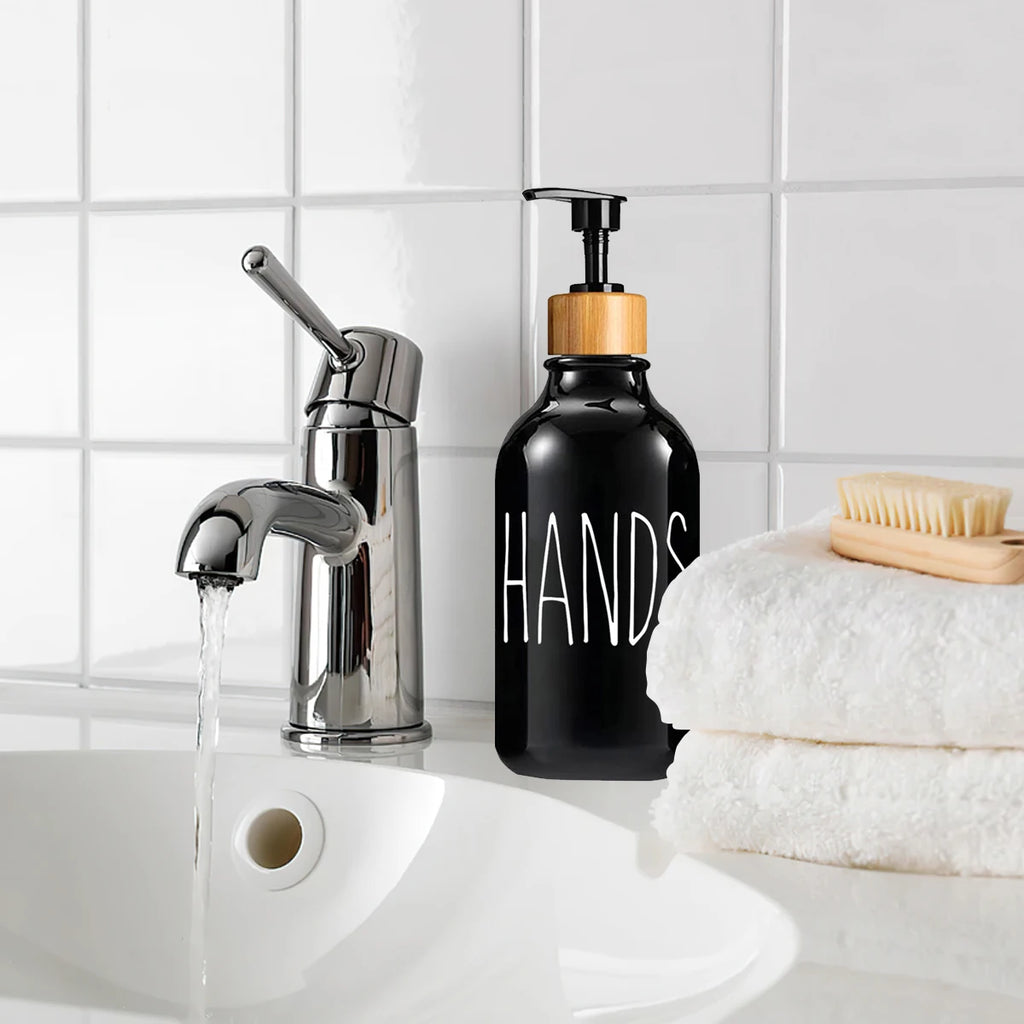 Farmhouse Refillable Kitchen Soap Dispenser – Black & White Soap Dispenser PRIMED