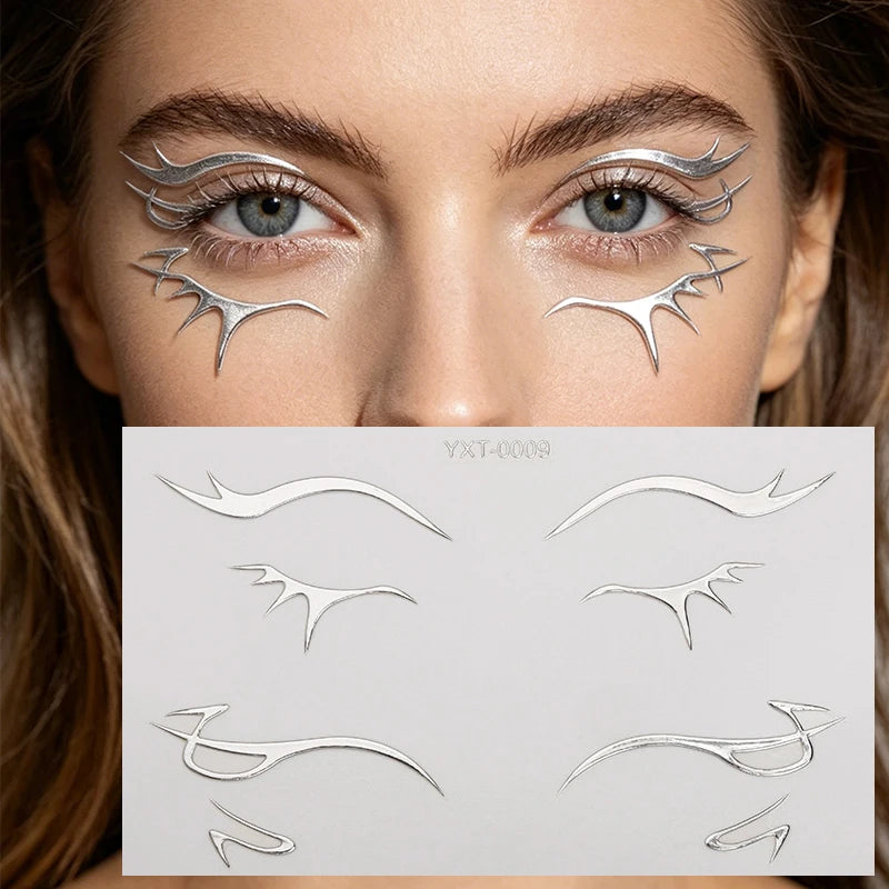 Holographic Laser Eyeliner Stickers – Waterproof Face Art Decals Face Art Sticker PRIMED YXT-009-1Pc