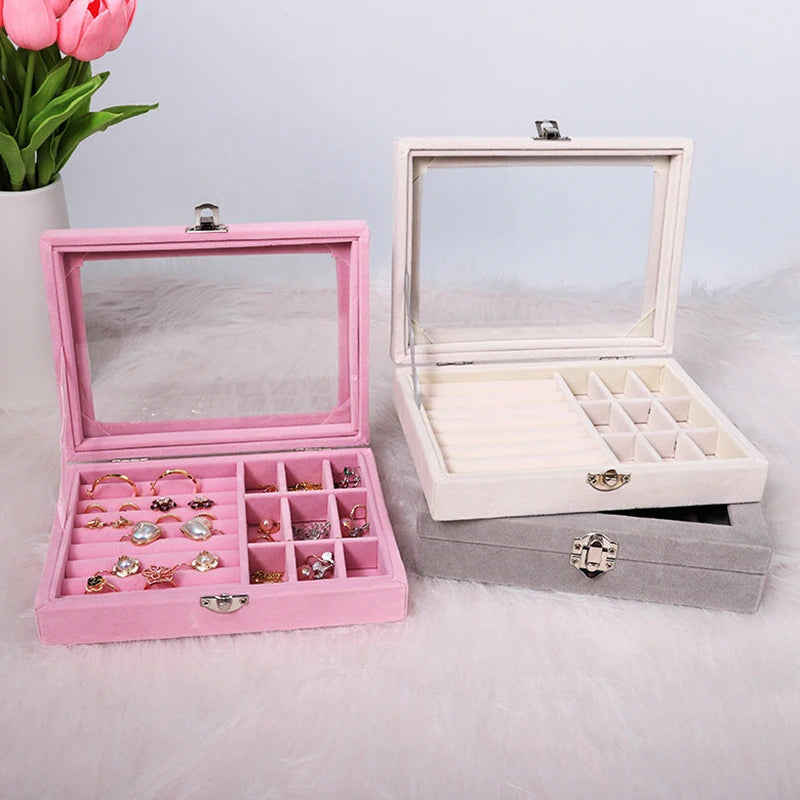 Velvet Jewelry Display Box – Ring, Earring & Bracelet Organizer