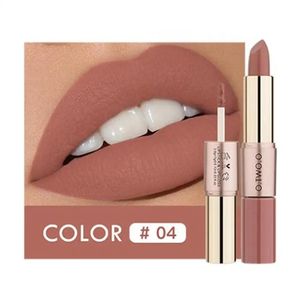 O.TWO.O 2-in-1 Matte Lipstick & Lip Gloss – 12 Colors Matte Lip Gloss PRIMED 04