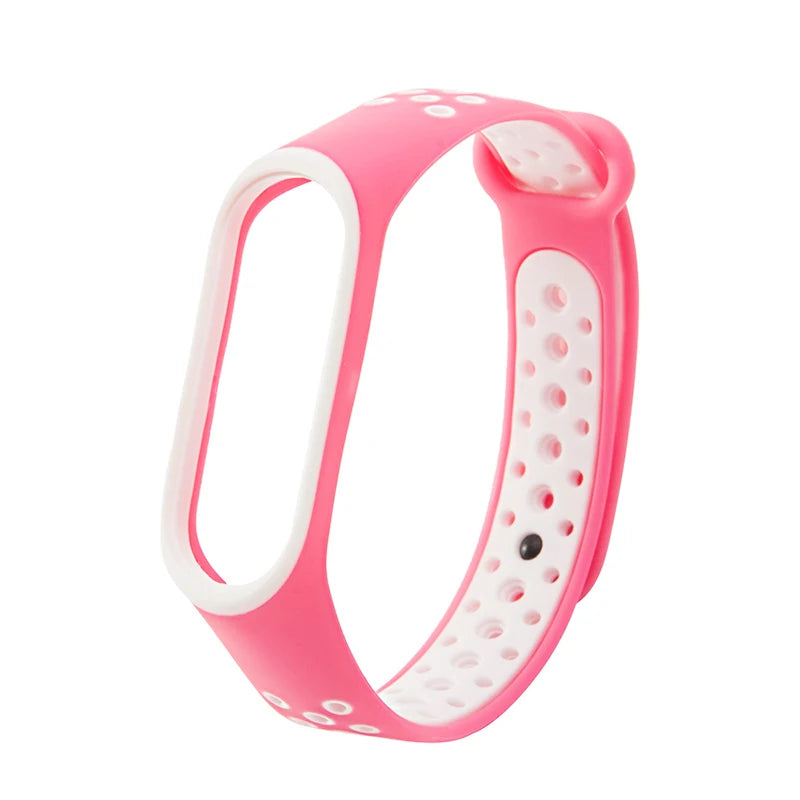 Silicone Strap for Xiaomi Mi Band 3 4 5 6 7 – Sport Band Smartwatch Band PRIMED pink-white For Mi band 7
