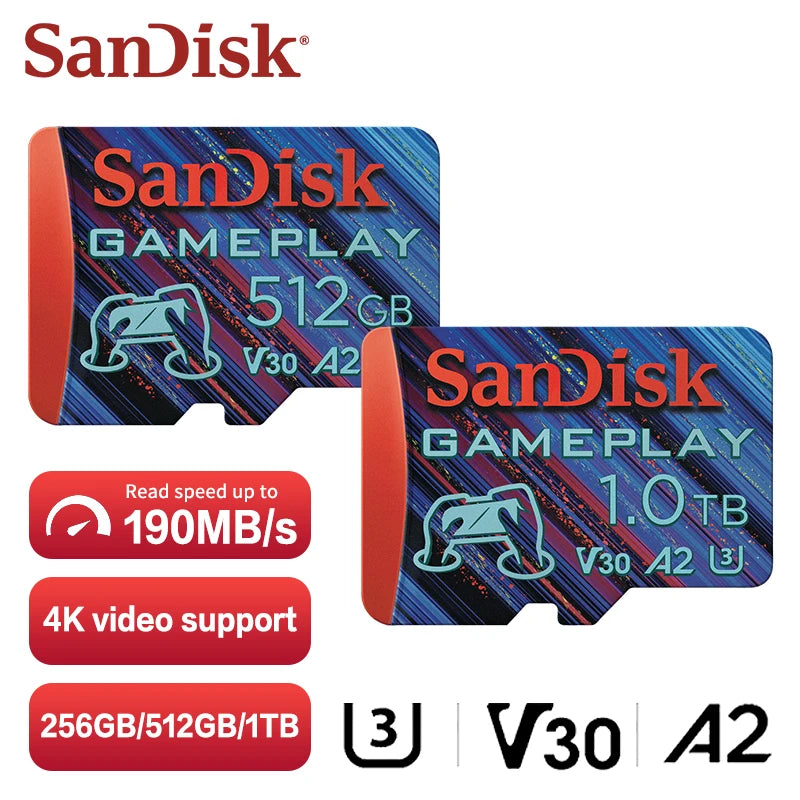 SanDisk Gameplay microSD Card 128GB–512GB | U3 V30 A2 Gaming Gaming Memory Card PRIMED