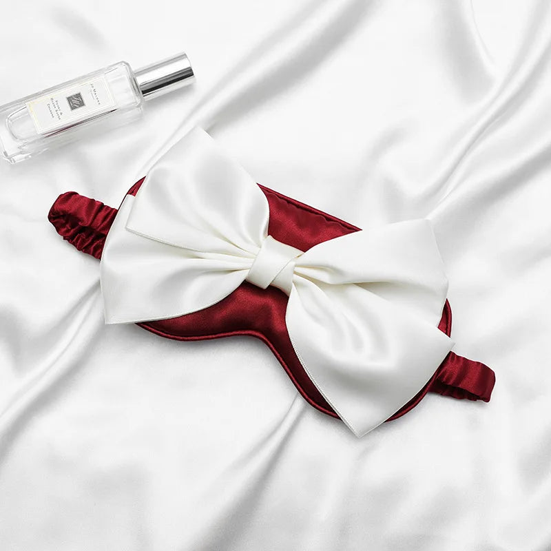 Silk Bow Sleep Eye Mask for Women – Light-Blocking & Travel