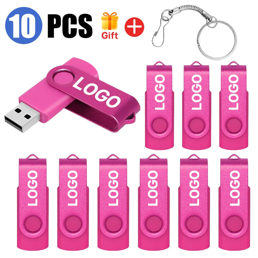 10-Pack Colored USB Flash Drives 1GB–64GB | Free Custom Logo USB Flash Drive PRIMED 256MX10PCS Pink-10pcs