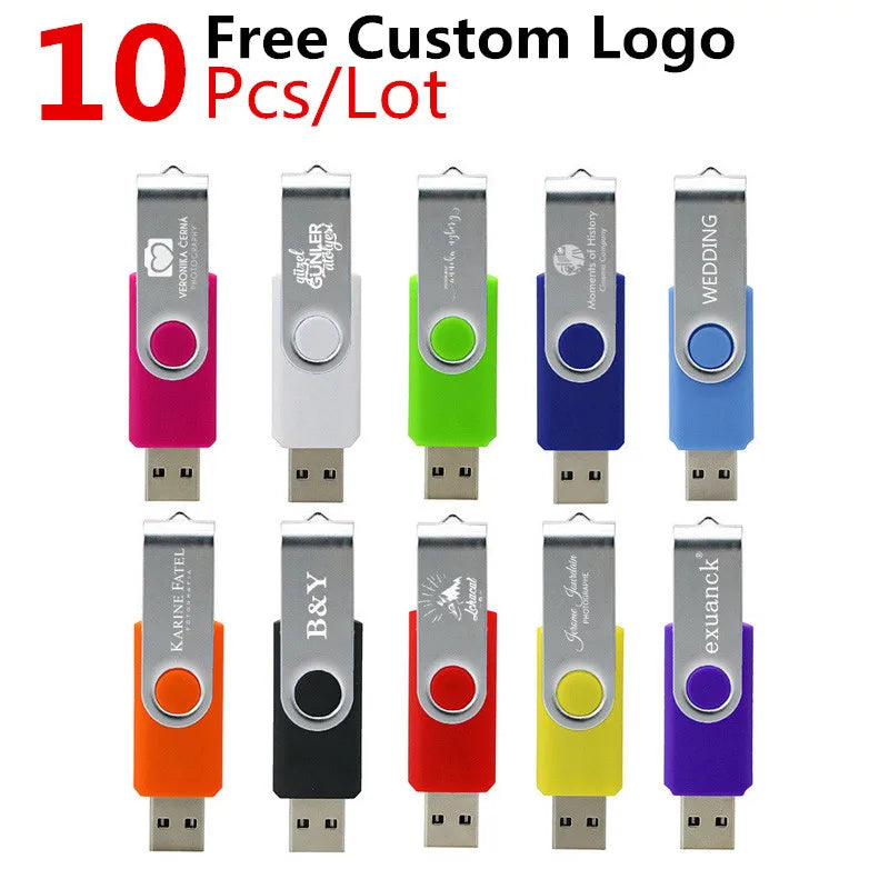 Custom Logo Metal Clip USB Flash Drives 10-Pack | 128GB–512MB USB Flash Drive PRIMED