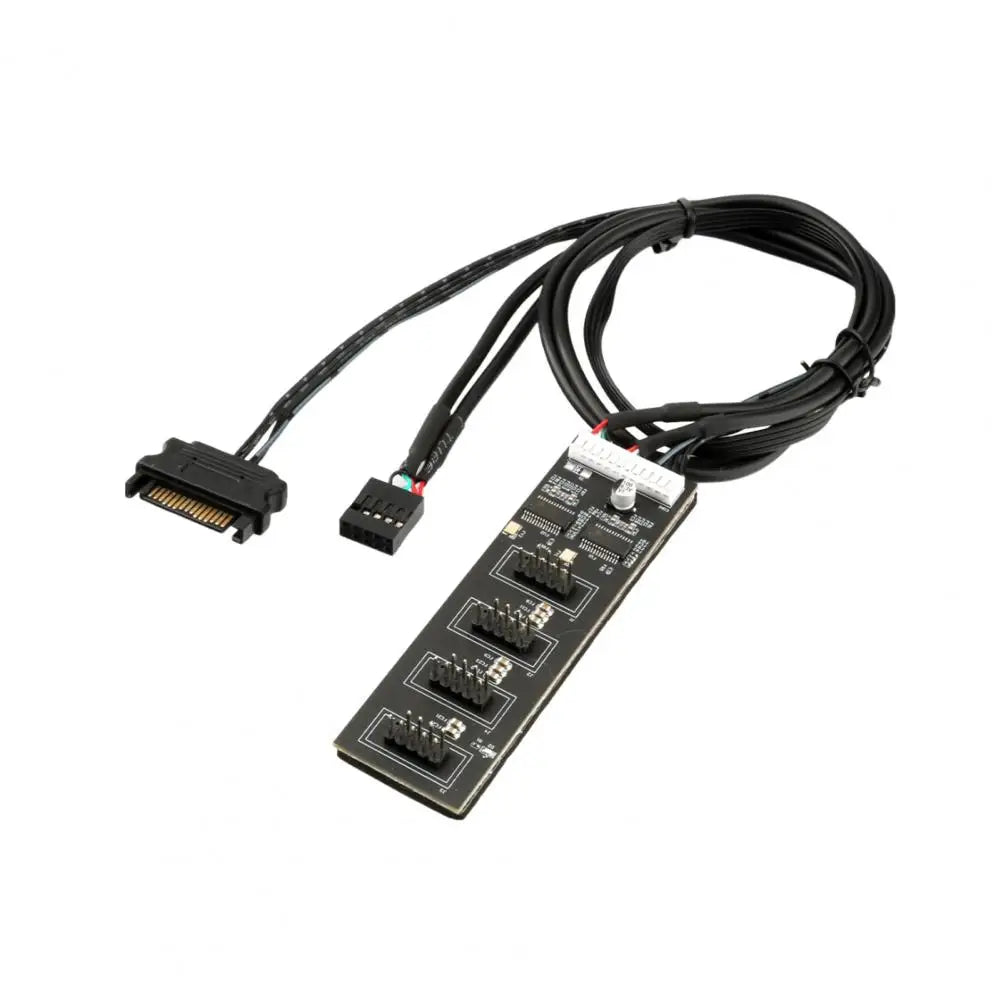 USB 2.0 Header Splitter 1-to-4 9-Pin Hub with SATA Power USB Header Splitter PRIMED Black