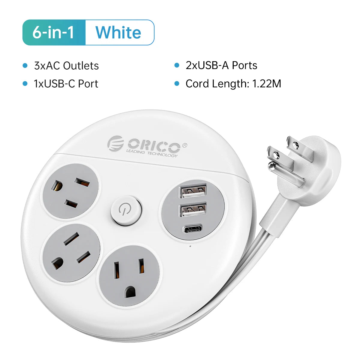 ORICO Power Strip 3 Outlets USB-C Fast Charge Travel Adapter Power Strip PRIMED 3AC USB Type C 1.22M 1 China Mainland US Plug