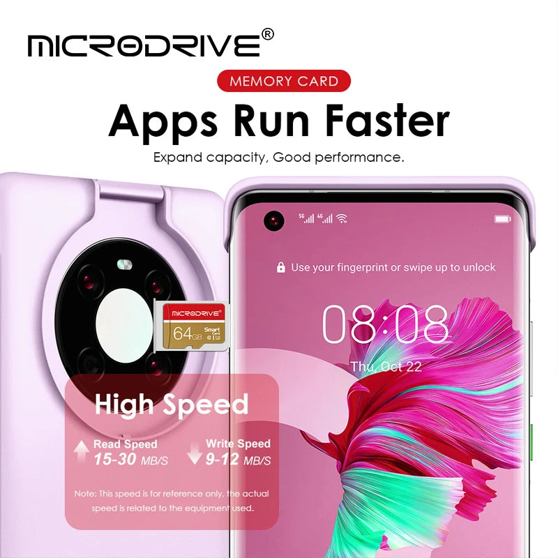 MicroDrive Micro SD Card Class 10 U3 V30 A2 – 4GB to 256GB Flash Memory Card PRIMED