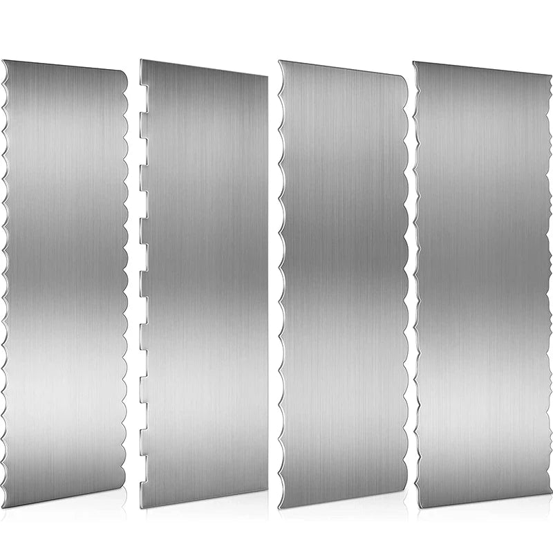 LMETJMA 10" Double-Sided Stainless Steel Cake Scraper & Smoother Cake Scraper PRIMED