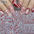 12Pcs Christmas Glitter Nail Art Stickers | Festive Decals Nail Art Stickers PRIMED S4