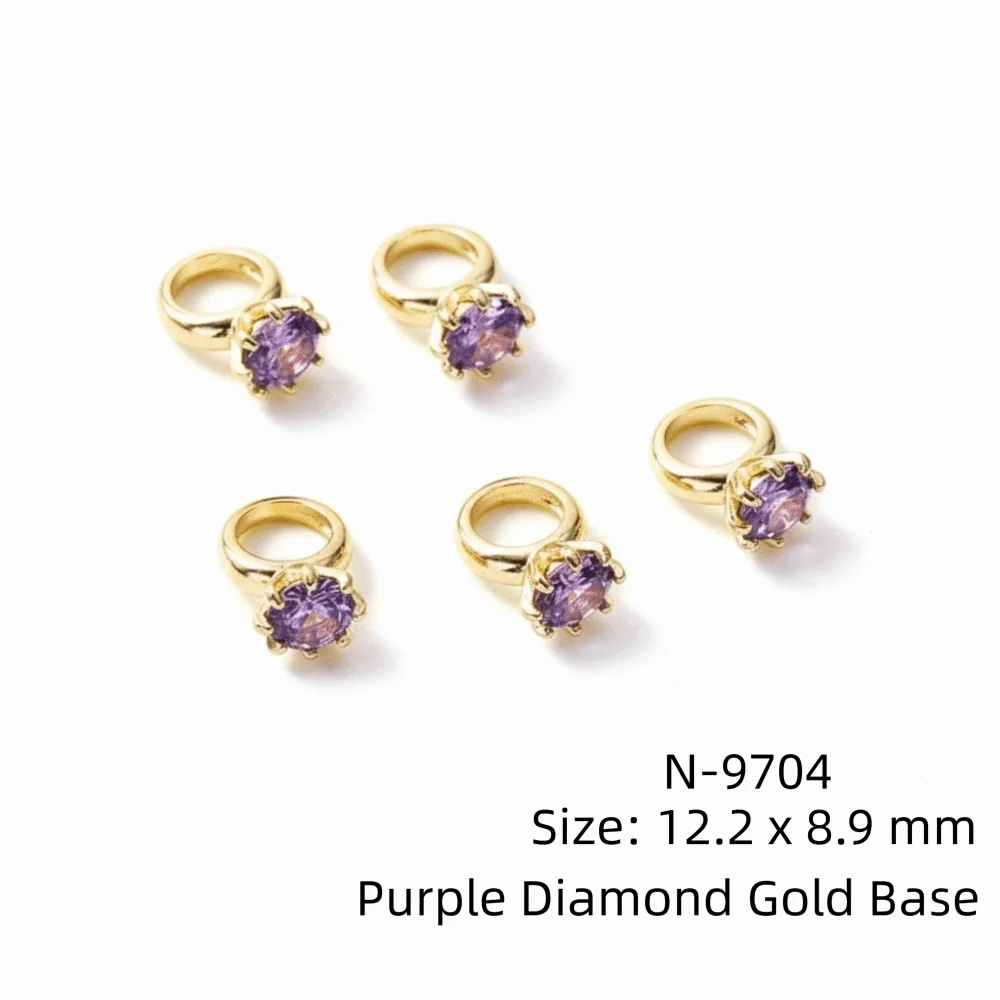 3D Zircon Nail Art Rhinestones – Diamond Manicure Charms 5pc Nail Art Rhinestones PRIMED Gold 5