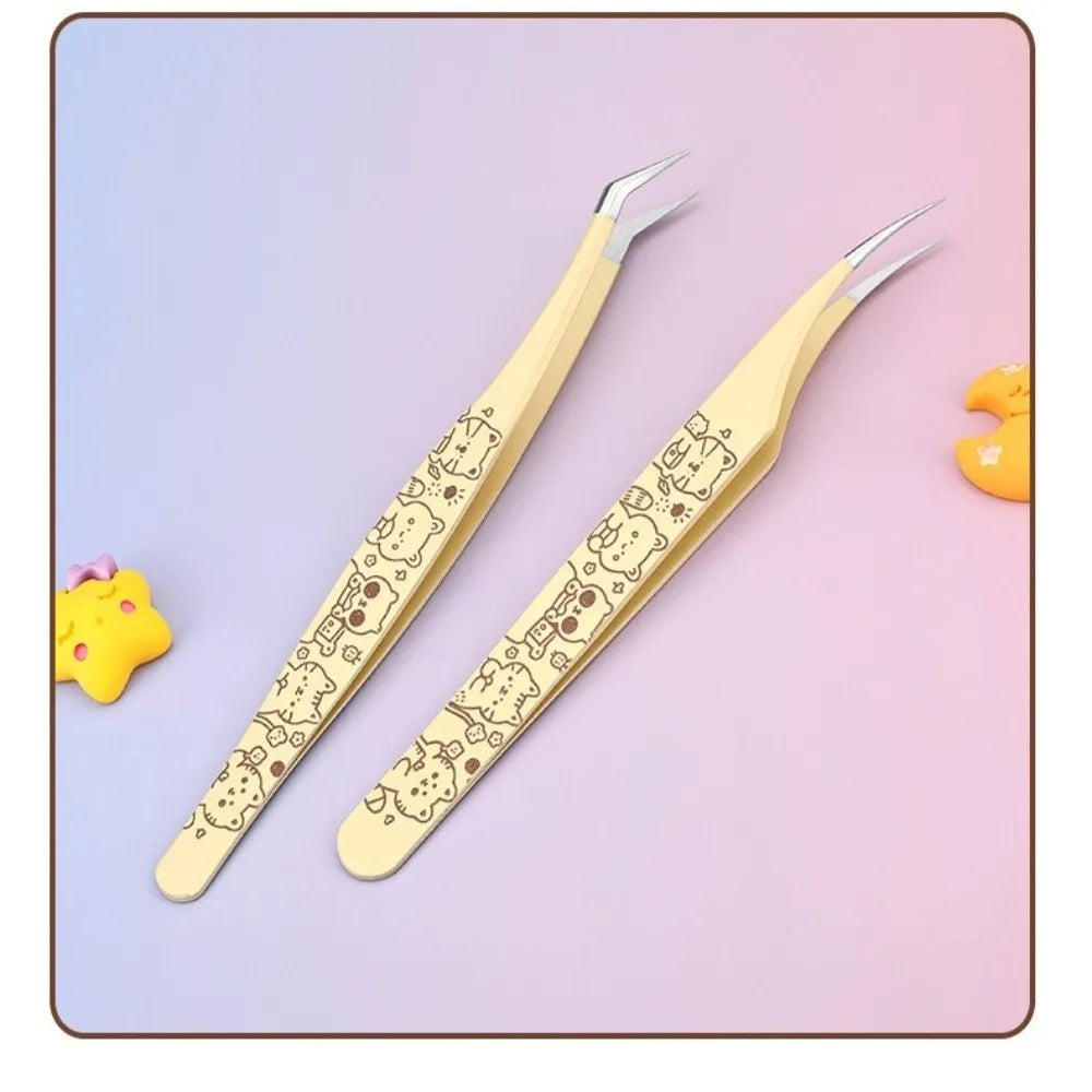 Cartoon Eyelash Extension Tweezers – Stainless Steel Lash Tool Eyelash Tweezers PRIMED