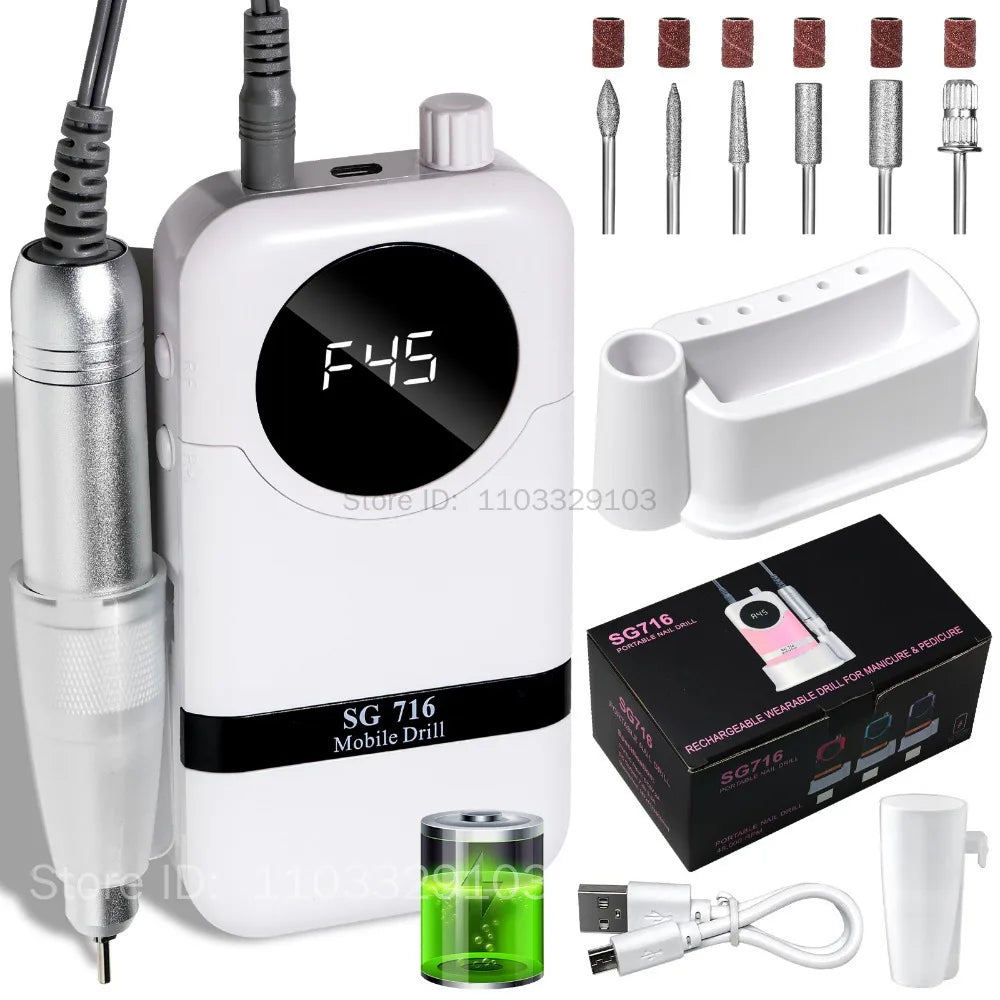 45000 RPM Rechargeable Nail Drill Machine | Portable Sander Electric Nail Drill PRIMED