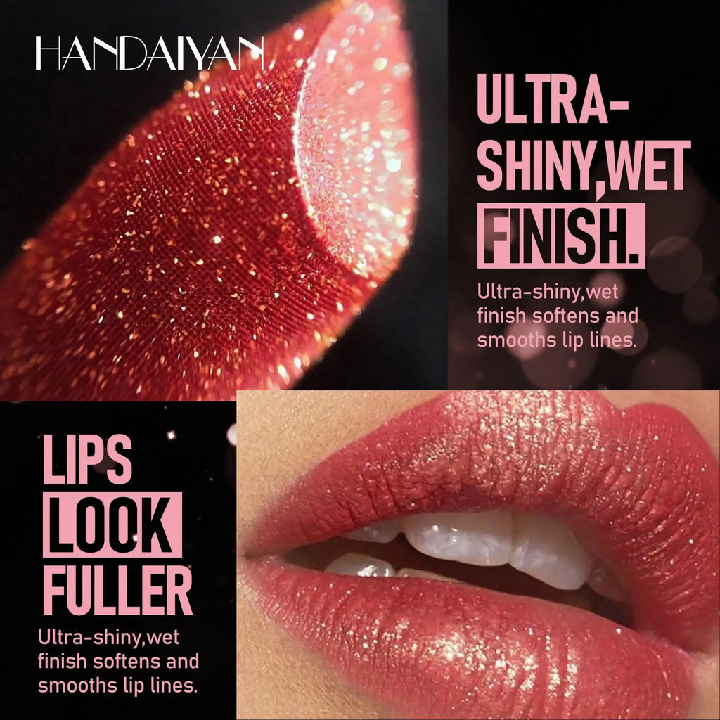 Handaiyan Glitter Diamond Lipstick – 8 Shades Waterproof Glitter Lipstick PRIMED