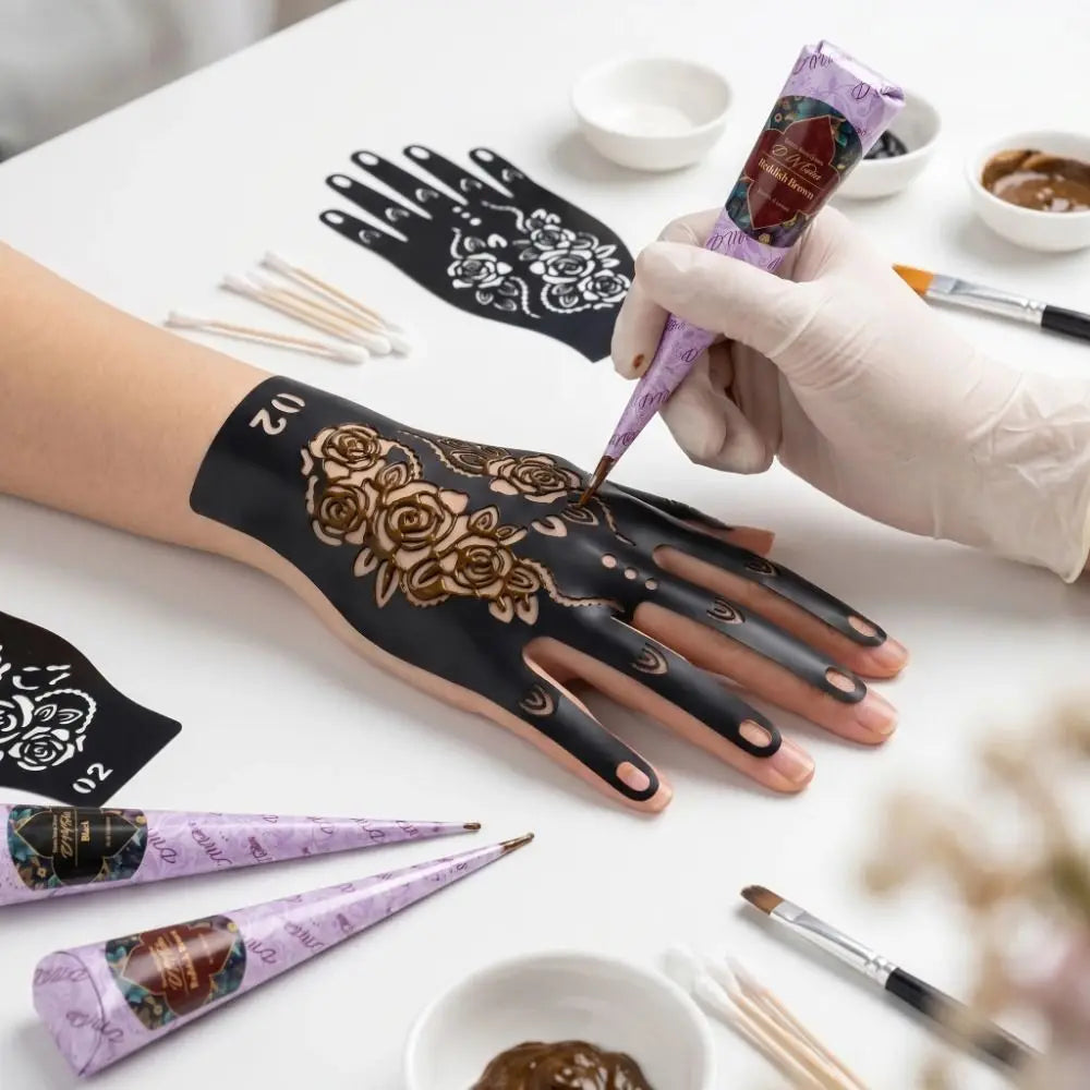 Reusable Henna Stencils – Self-Adhesive Floral Body Art Templates