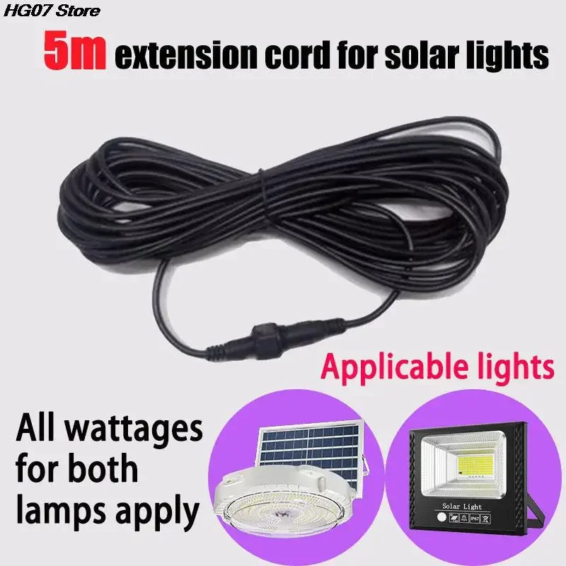5m Waterproof Solar Light Extension Cable – Double Hole Plug Solar Cable Extension PRIMED