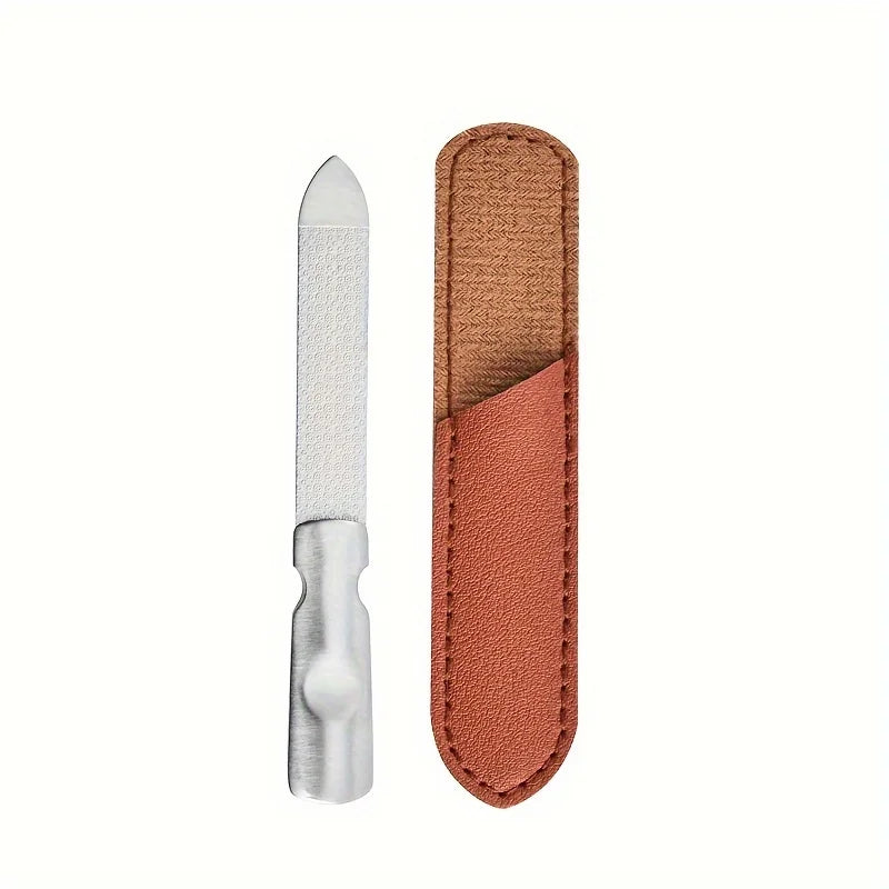 Ouriner Double-Sided Stainless Steel Nail File with Pouch