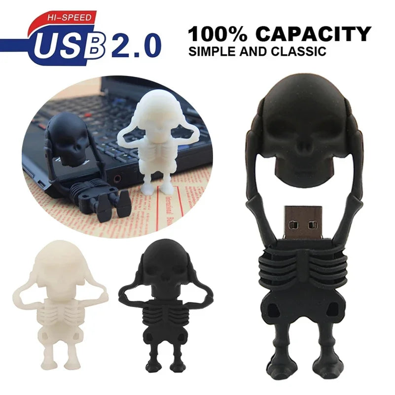 Skeleton Pumpkin USB Flash Drive 4GB–128GB | Halloween Memory Stick USB Flash Drive PRIMED