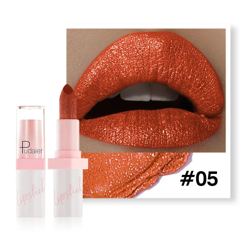 Pudaier Diamond Lipstick 10 Shades – Waterproof Glitter Lip