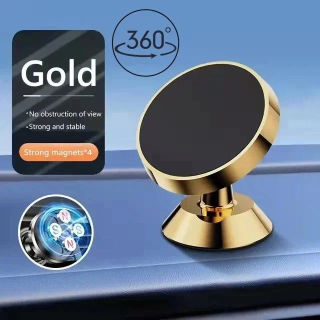 Universal Magnetic Car Phone Mount – Dashboard & Windshield Car Phone Mount PRIMED Gold-Rotate