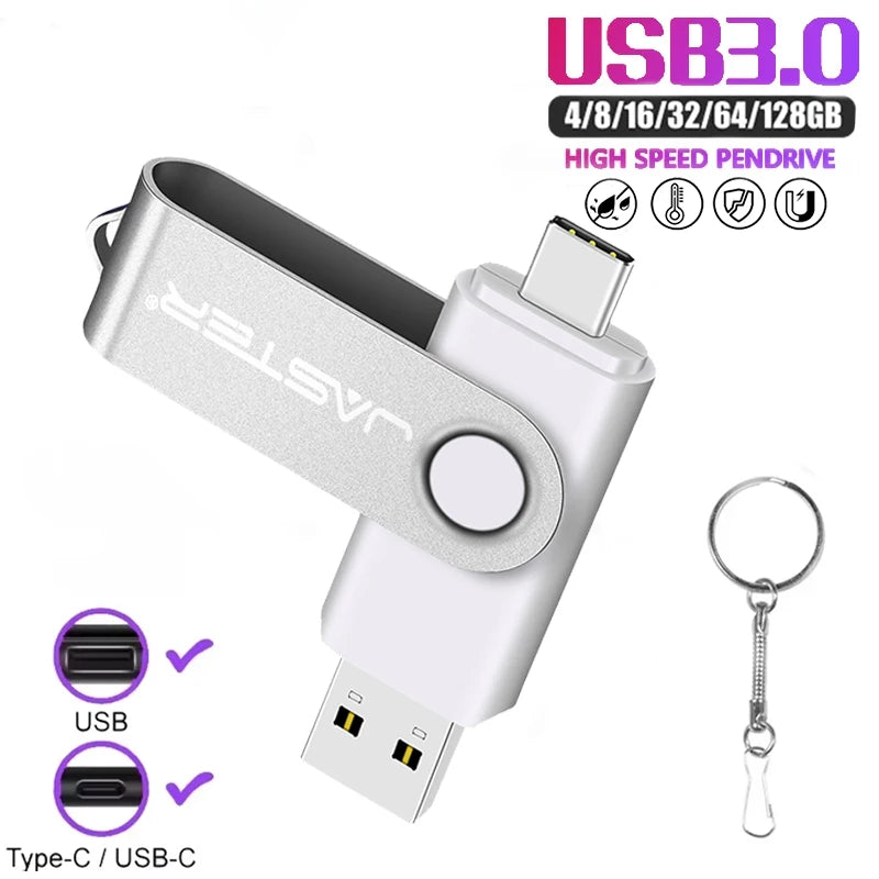 JASTER USB Type-C Flash Drive 16–128GB | 2-in-1 Pendrive USB Flash Drive PRIMED