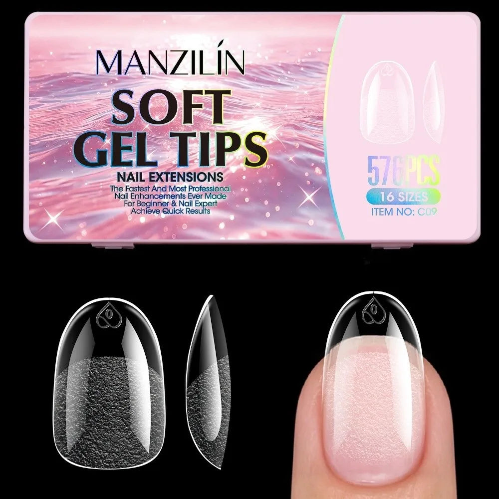 576Pcs Clear Press On Nail Tips | 16 Sizes Full Cover DIY Kit
