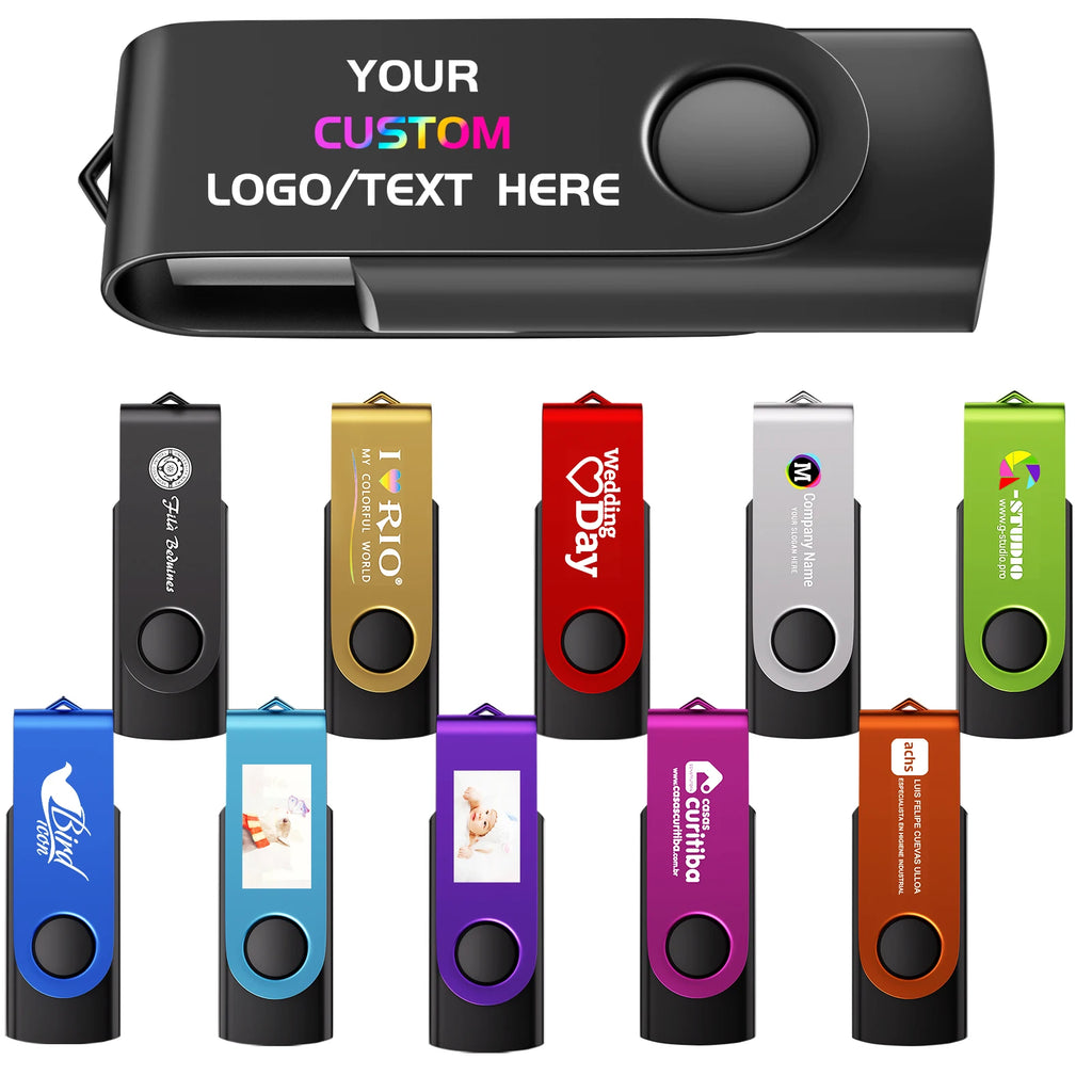 20-Pack Custom Logo Rotatable USB Flash Drives 16–128GB USB Flash Drive PRIMED