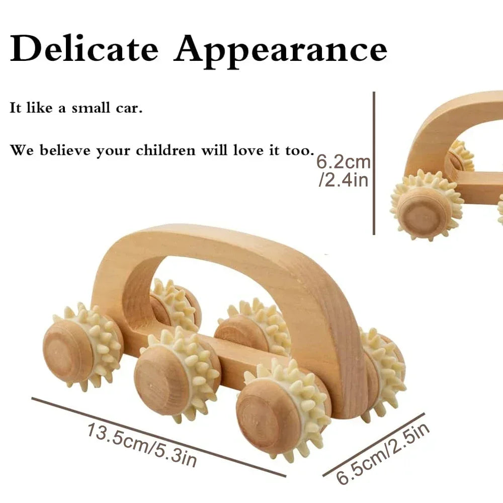 Wooden Massage Roller – 6-Ball Manual Body Massager Tool