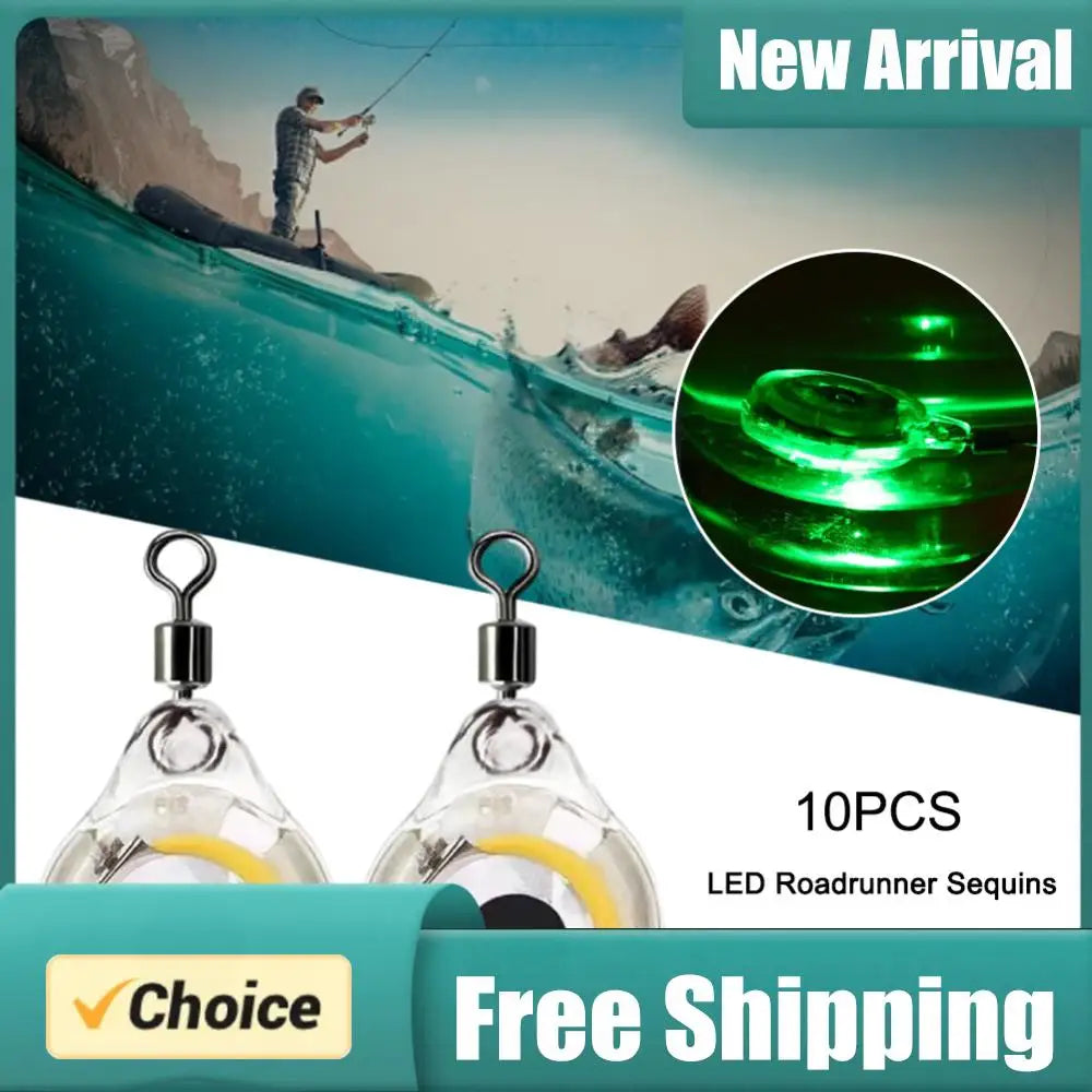 10Pcs LED Underwater Fishing Lure Lights | Eye Shape Night Fishing Lure Light PRIMED