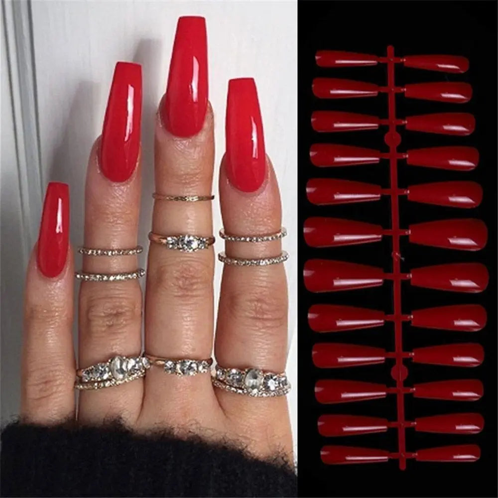 24-Piece Matte Coffin Ballerina Full Cover False Nail Tips