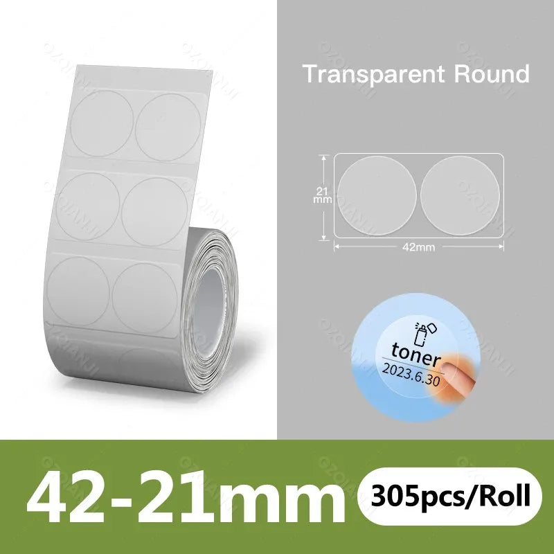 Niimbot Transparent Label Paper Roll – B1 B21 B3S K3 Official Thermal Label Roll PRIMED 1Roll Trans 42-21mm
