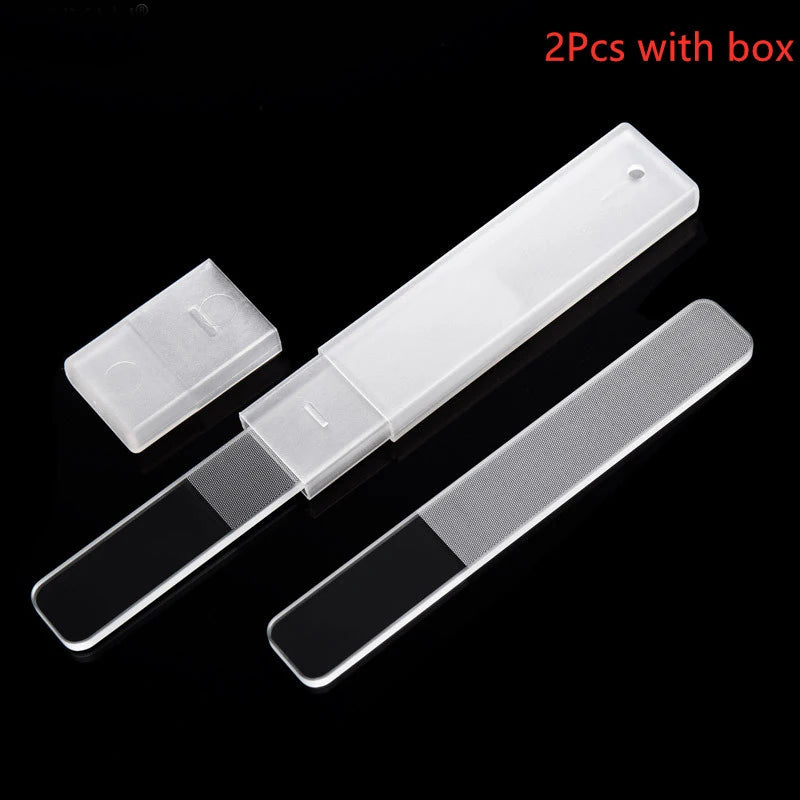 Nano Glass Nail File – Crystal Transparent Polish & Shine Tool Crystal Nail File PRIMED No letters 2 pcs