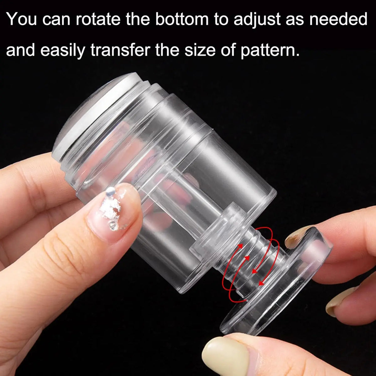 Rotatable Clear Silicone Nail Art Stamper & Scraper Set