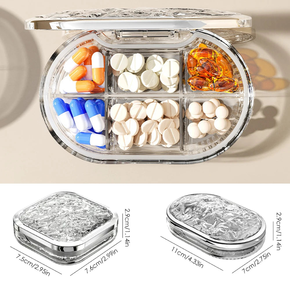 Travel Pill Organizer – 4-Compartment Watertight Portable Case
