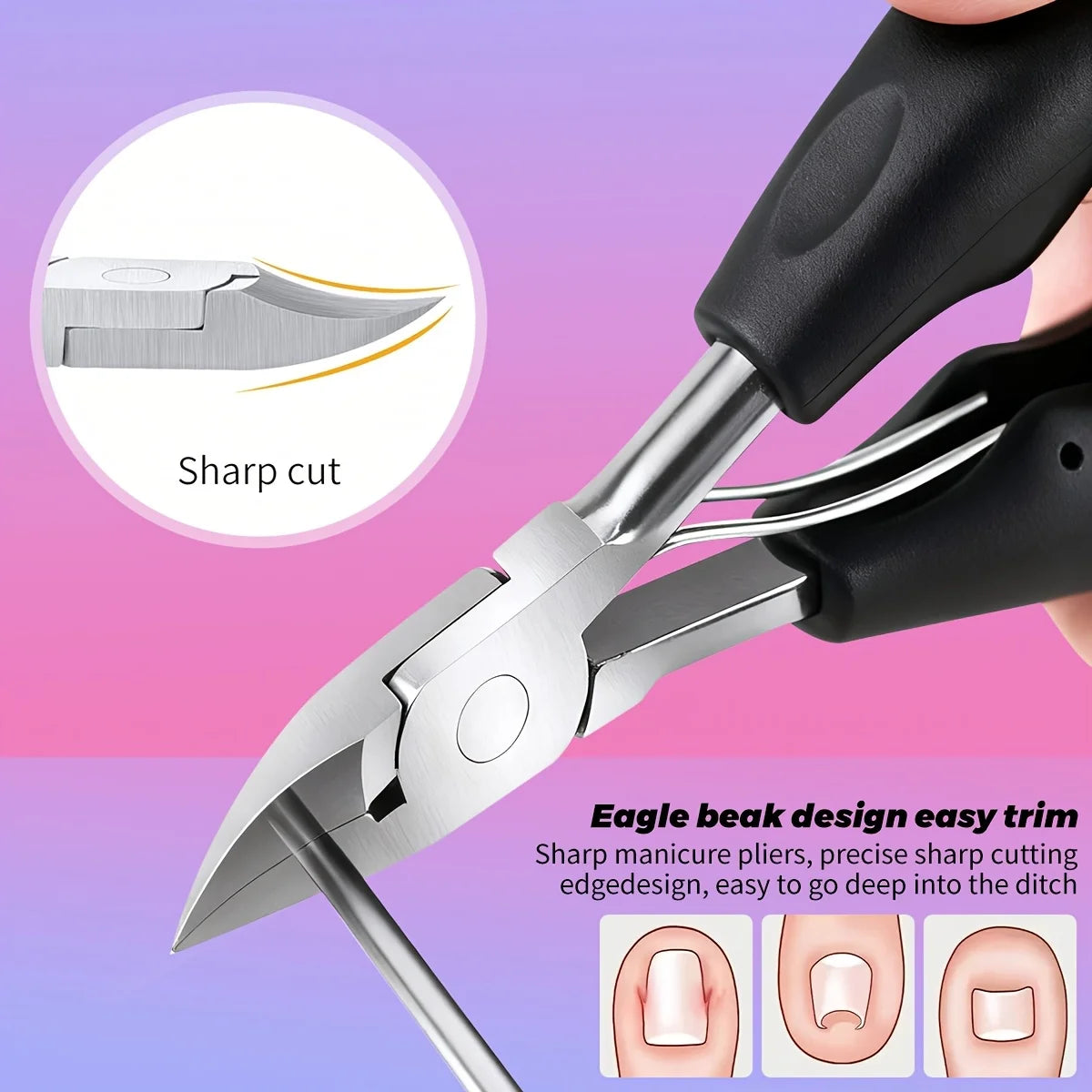 Stainless Steel Toenail Clipper Set – Thick & Ingrown Nails