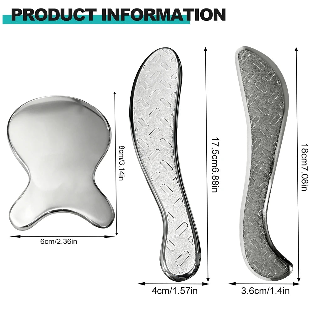 Stainless Steel Gua Sha Tool – Face Massager & Sculpting Gua Sha Facial Tool PRIMED Type 4-3PCS