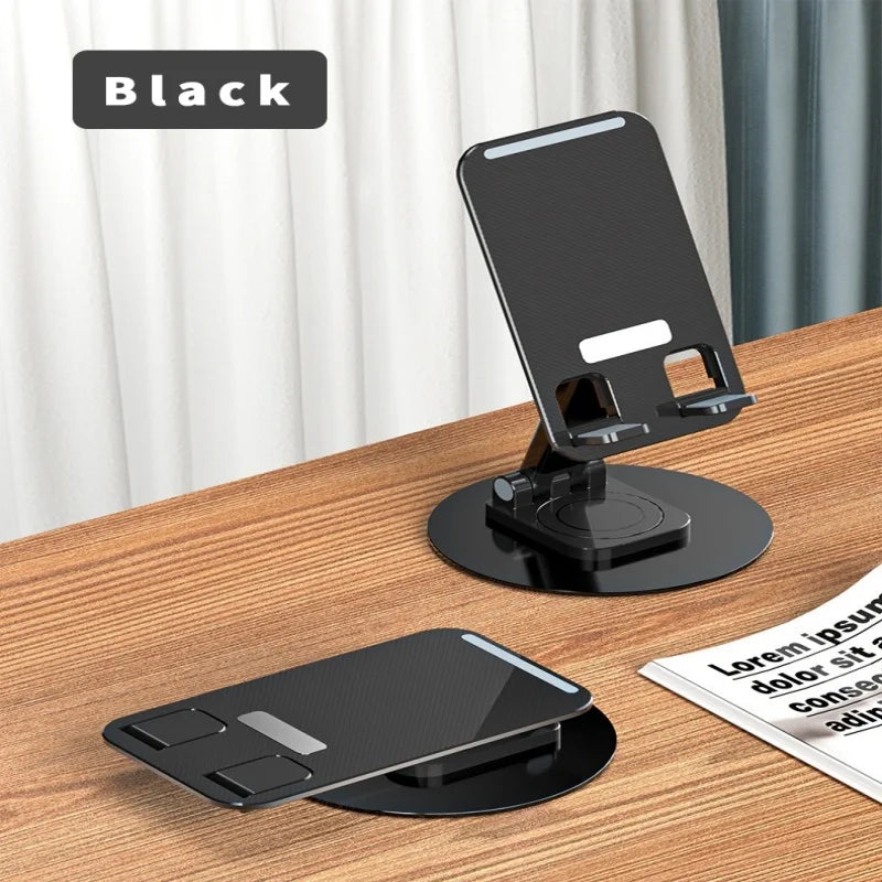 Universal Foldable Phone Stand 360° Rotating Anti-Slip Metal Base Phone Stand PRIMED Black