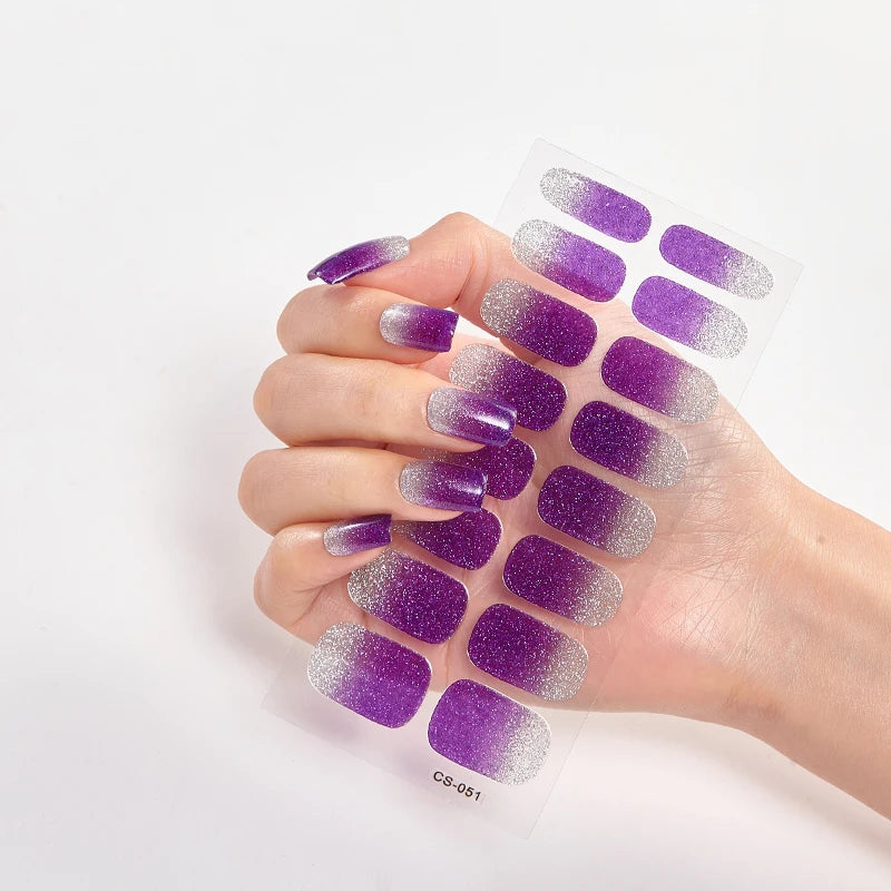 Semi-Cured Gel Nail Wraps Full Cover Stickers – 16pc Set