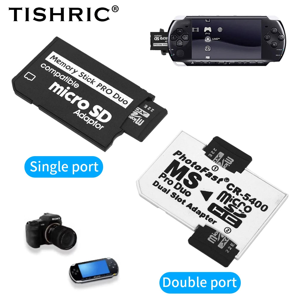 TISHRIC MicroSD TF to MS Pro Duo Adapter for Sony PSP PSV 64GB Memory Card Adapter PRIMED