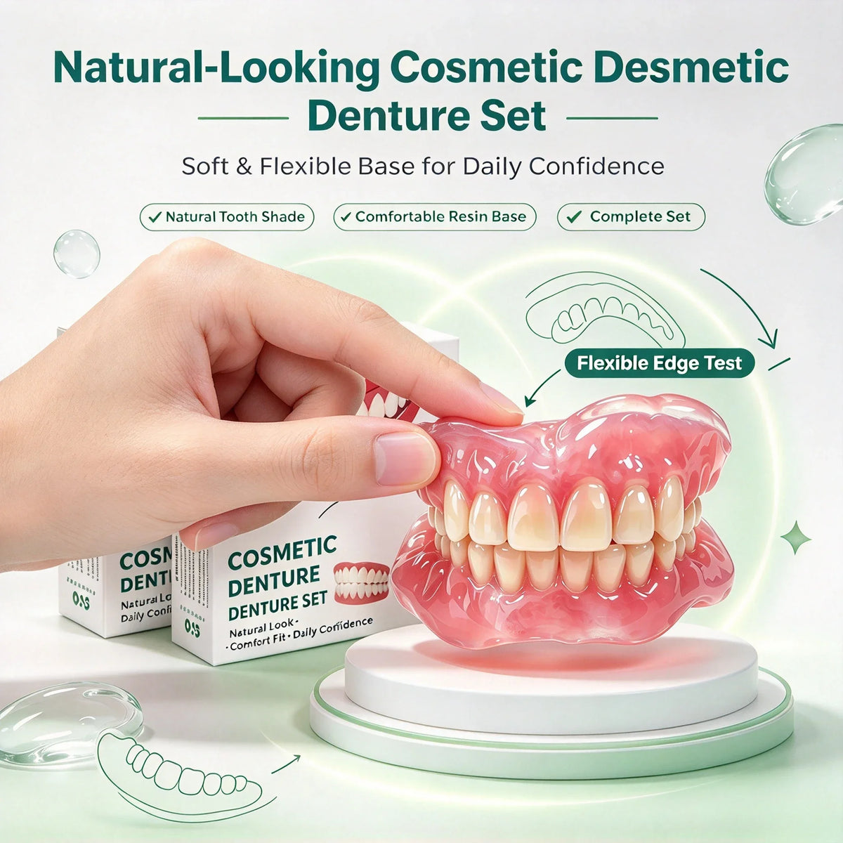 Silicone Full Set False Teeth – Reusable Cosmetic Smile Veneers