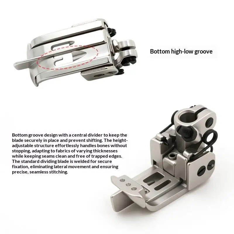 3-Needle 5-Thread Overlock Presser Foot Set | Roll Hem Guide